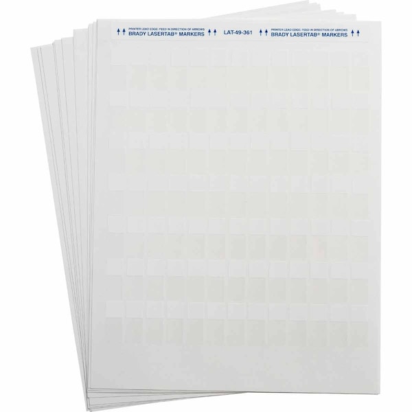 LaserTab Self-Lam Polyester Lbls 1.25 in H x 0.5 in W White, Clear 11/PK